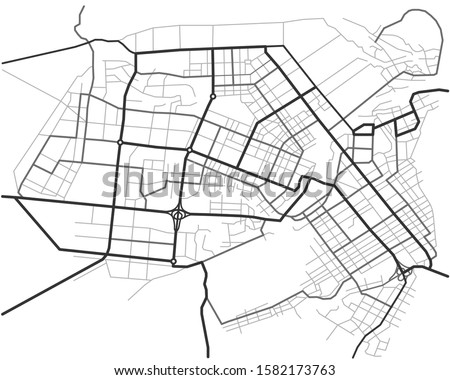 Master plan of Barnaul city. Town streets on the plan. Map of the scheme of road. Urban environment, architectural general layout. Vector background