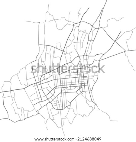 Alma-Ata city map (Kazakhstan) - town streets on the plan. Monochrome line map of the  scheme of road. Urban environment, architectural background. Vector 