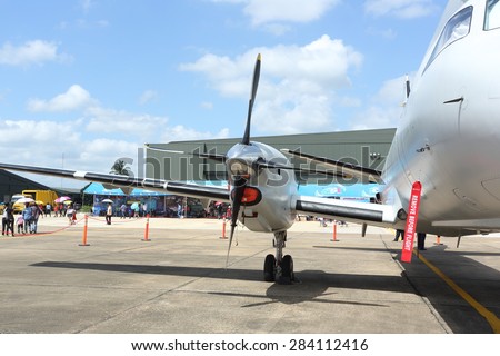 SURATTHANI, THAILAND-JAN 10: Saab 340 AEW&C at Wing7 Airbase on Thai Children\'s Day on January 10, 2015 in Suratthani, Thailand.