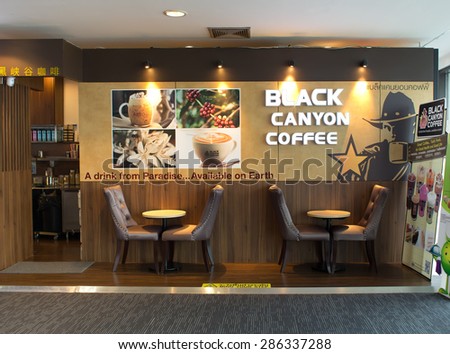 BANGKOK, THAILAND - JUNE 8 : Interior view of Black Canyon Coffee Shop on June 8, 2015 in Bangkok, Thailand. It's Thai coffee shop and was established in 1993.