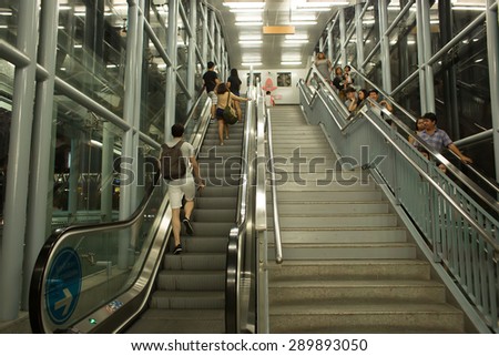 BANGKOK, THAILAND - JUNE 6 : Interior view of Suvarnabhumi Airport Rail Link Station on June 6, 2015 in Bangkok, Thailand. Airport Rail Link opened for service on 23 August 2010.