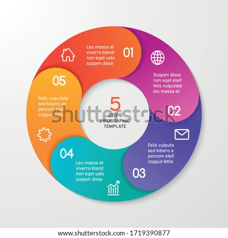 Circle arrows for infographics. Template for cycle diagram, options, graph, web design, presentation and round chart. Business concept with 5 steps. Abstract background. Vector illustration. 商業照片 © 