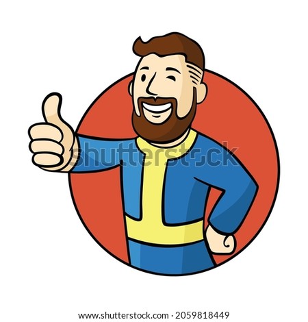 Man character face avatar. Fallout boy profile. Male portrait. Human picture Modern colorful style. Vector cartoon illustration. EPS 10.