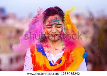 Similar – Image, Stock Photo colorful hands happy holi