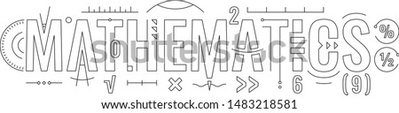 mathematics word concept. technical drawing mathematics word. vector mathematics word