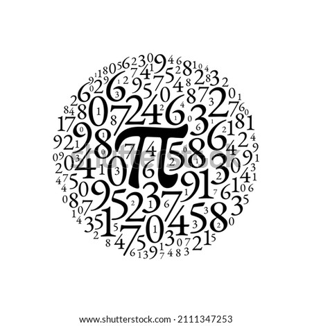 pi symbol and numbers. pi symbol and numbers in round. pi symbol concept on white background