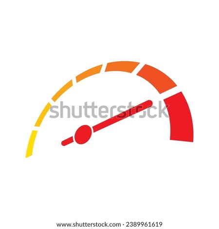 yellow-red perspective speedometer. half circle dial symbol