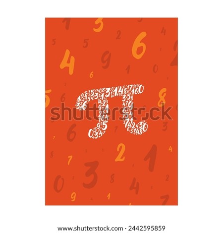 pi symbol with numbers. numbers inside pi symbol. pi symbol on orange sheet