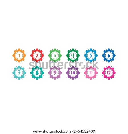 the world of math, business, education. concept of numbers 1-12 in colorful spinners