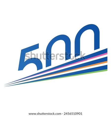 navy blue 500 logo. fast 500 count concept. 500 for economy, industry and success