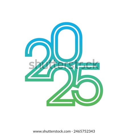 colorful 2025 logo on white background. blue-green 2025 concept