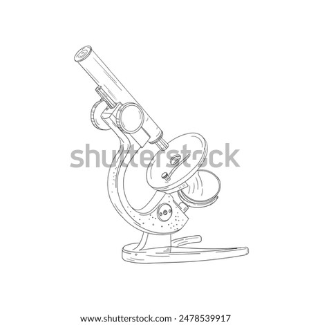 hand drawn microscope concept. line microscope