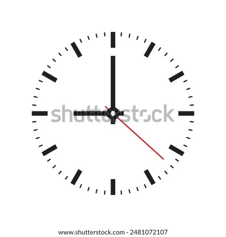 analog clock on white background. simple elegant wall clock