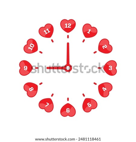 Clock from red hearts. heart clock. red hearts and clock concept