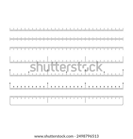 ruler interface set. seven options ruler concept. linear ruler group