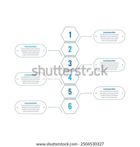 infographic template for annual report, magazine. infographic template for business, education, industry, science world. six options information template. contour hexagons information template