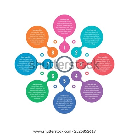 Infographic template for annual report, magazine. Infographic template for business, education, science world. central information template. eight steps information template