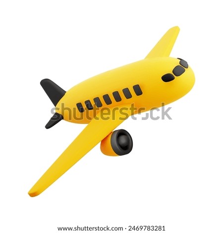 Cute 3D Cartoon Yellow and Black Airplane, isolated on white background. Ideal for travel advertising, commercial aviation, booking, or air transportation concepts. Vector illustration of 3D render.