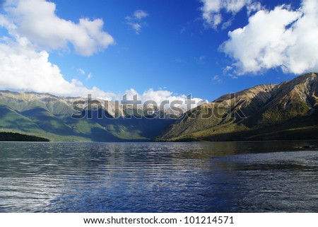Nelson Lake in New Zealand on Sunny Day