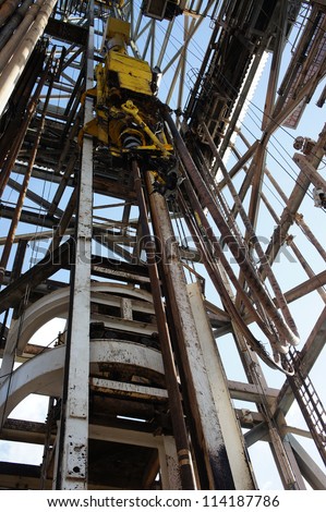 Top Drive System (Tds) In Derrick Of Oil Drilling Rig Stock Photo ...