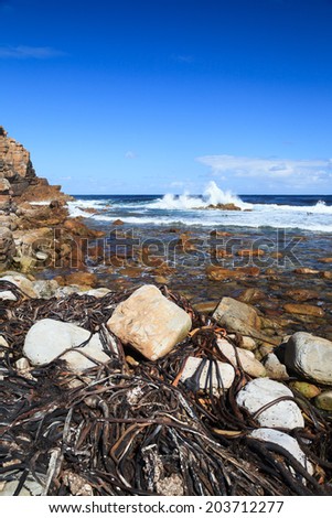 Coastline and high wave at Cape of Good Hope, Cape Town, South Africa