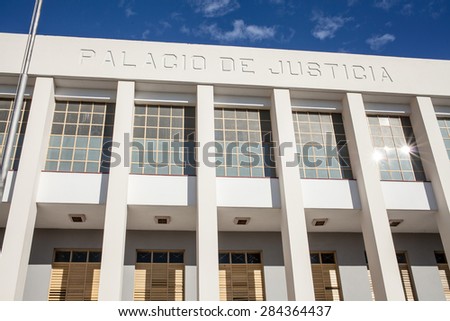 Santiago, Cuba - 25 January, 2015 - the Justice Palace, attacked in Fidel Castro\'s failed attack on the Moncada Barracks, in 1953.
