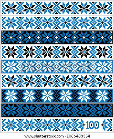 Stripes with traditional Baltic, Estonian, Scandinavian ornaments