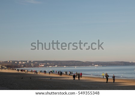 Nordic walking on the beach of Sopot, Poland Zdjęcia stock © 