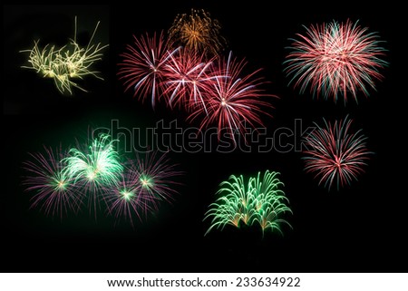 set of Firework in celebration night