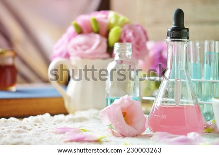 test tube with  flower for test purpume