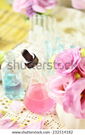test tube with flower for test perfume