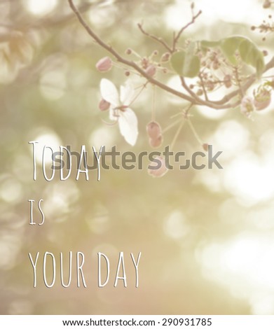 life quote. Inspirational quote on blurred nature background