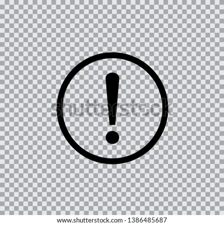 Vector exclamation icon black on transparent background