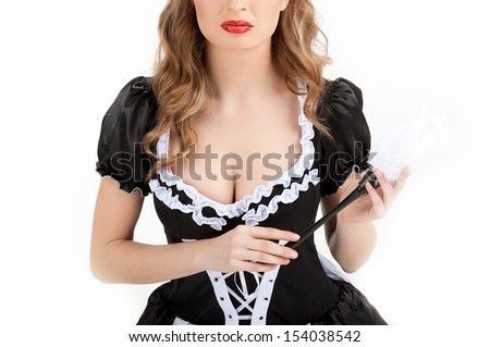 Sexy maid. Cropped image of beautiful young maid isolated on white
