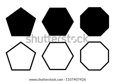 pentagon, hexagon, octagon icon. vector geometry pentagonal, hexagonal, octagonal polygon. five, six, eight sided polygon line.