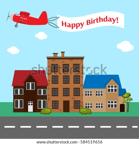 Plane with happy birthday banner