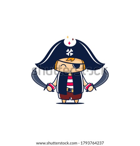 Cartoon fun pirate use two swords