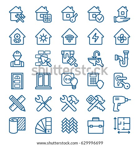 Set of building construction and home repair icons. Vector illustration