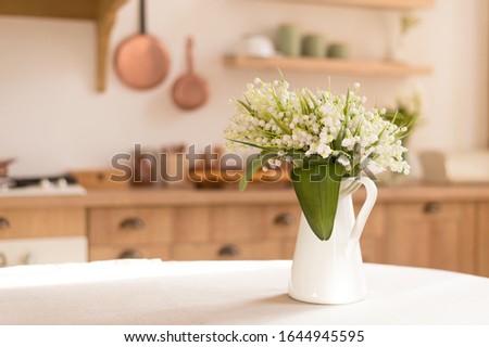 Similar – Image, Stock Photo flower vase and coffee cup on the balcony