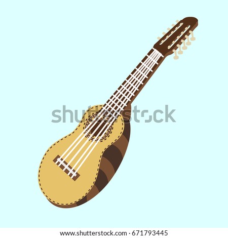 Illustration of an excellent loud charango in a vector. Latin American folk musical instrument made of wood and armor of armadillo. Сток-фото © 