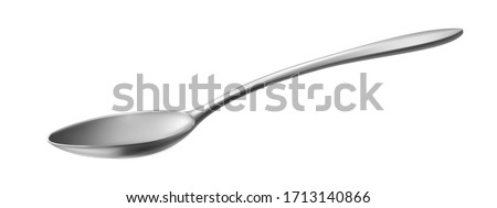 Realistic metal spoon. 3D silver teaspoon isolated on white background.table utensils.vector illustration