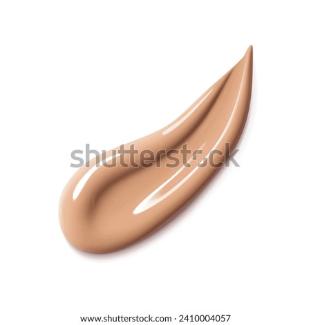 Foundation beige stroke.  Face Cosmetic, make up. Cream texture, liquid cosmetic smear. Foundation, BB cream, CC cream, Concealer, face skin product. Realistic Vector Illustration