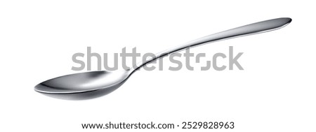 Realistic metal spoon. 3D silver teaspoon isolated on white background.table utensils.vector illustration