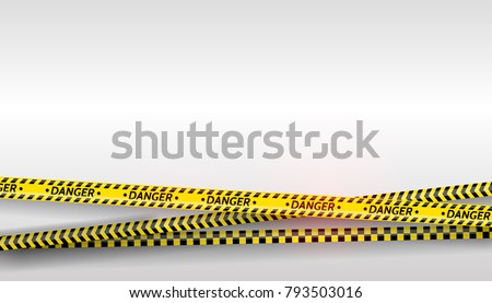 Black and yellow stripes set. Warning tapes. Danger signs.  Caution ,Barricade tape, Do not cross, police, scene barrier tape. Vector flat style cartoon illustration isolated on background