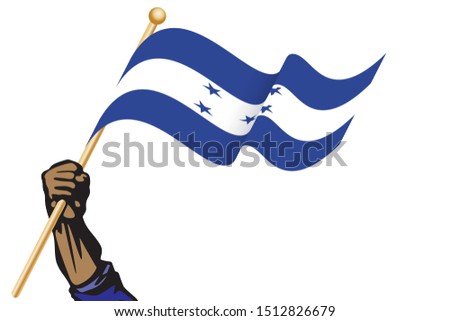 The hand holding the Honduras flag.