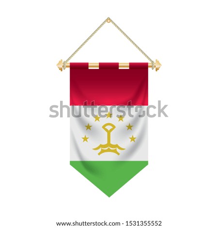 The Tajikistan flag isolated on the white background.