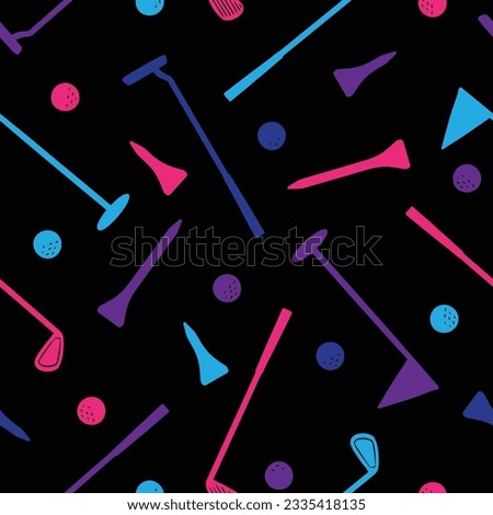 Golf seamless pattern. Golf club and golf balls vector illustration pattern background. 