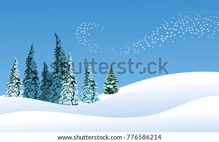 winter landscape with fir trees and snow