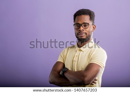 Similar – Image, Stock Photo Confident ethnic man in stylish wear in city