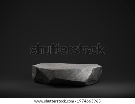 Stone podium for display product on а dark background. 3d illustration Сток-фото © 